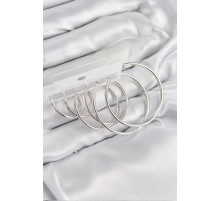 Pirinç Halka Model Gümüş Renk Kadın Set Küpe - TJ-BKP11040