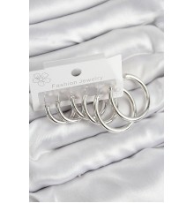 Pirinç Halka Model Gümüş Renk Kadın Set Küpe - TJ-BKP11042