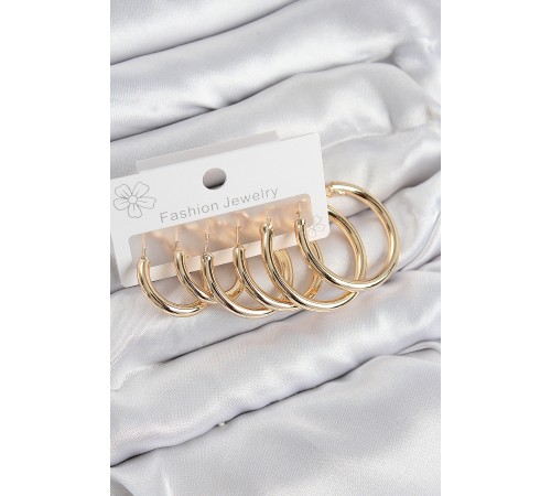 Pirinç Halka Model Gold Renk Kadın Set Küpe - TJ-BKP11043 Pirinç Halka Model Gold Renk Kadın Set Küpe - TJ-BKP11043