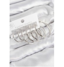 Pirinç Halka Model Gümüş Renk Kadın Set Küpe - TJ-BKP11046