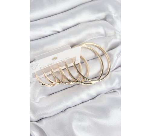 Pirinç Halka Model Gold Renk Kadın Set Küpe - TJ-BKP11051 Pirinç Halka Model Gold Renk Kadın Set Küpe - TJ-BKP11051
