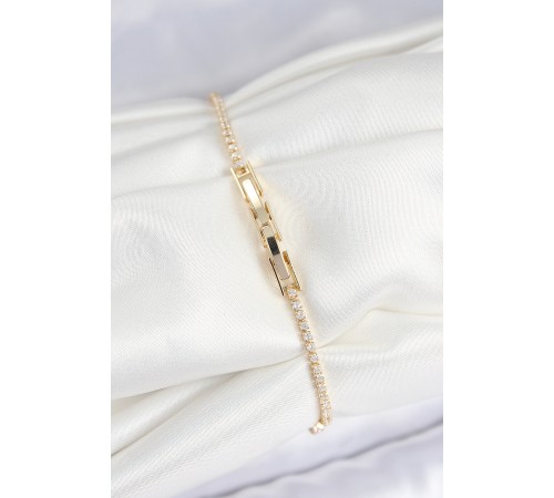 Pirinç Zirkon Taşlı Yonca Model Gold Renk Kadın Bilekilk - TJ-BB7656 Pirinç Zirkon Taşlı Yonca Model Gold Renk Kadın Bilekilk - TJ-BB7656