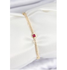 Pirinç Zirkon Taşlı Kare Model Gold Renk Kadın Bilekilk - TJ-BB7660