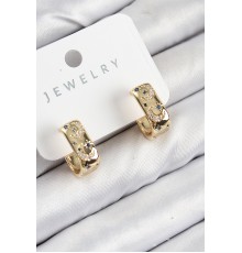 Pirinç Zirkon Taşlı Ay Desenli Model Gold Renk Kadın Küpe - TJ-BKP11064
