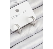 Pirinç Zirkon Taşlı Yıldız Model Gümüş Renk Kadın Küpe - TJ-BKP11065