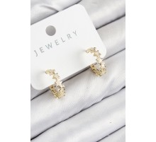 Pirinç Zirkon Taşlı Yıldız Model Gold Renk Kadın Küpe - TJ-BKP11066