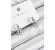 Pirinç Zirkon Taş Desenli Model Gümüş Renk Kadın Küpe - TJ-BKP11067