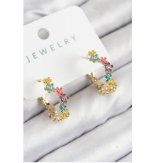 Pirinç Renkli Papatya Model Gold Renk Kadın Küpe - TJ-BKP11077