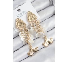 Pirinç Sallantılı Sedefli Balık Model Gold Renk Kadın Küpe - TJ-BKP11090