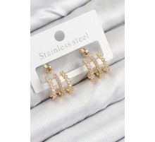 Pirinç Zirkon Taşlı Model Gold Renk Kadın Küpe - TJ-BKP11101
