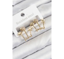 Pirinç Zirkon Taşlı Deniz Yıldızı ve İstiridye Model Gold Renk Kadın Küpe - TJ-BKP11103