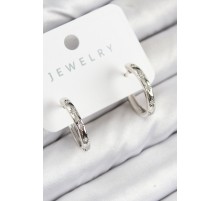 Pirinç Zirkon Taşlı Halka Model Gümüş Renk Kadın Küpe - TJ-BKP11073