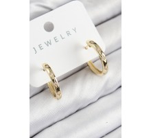 Pirinç Zirkon Taşlı Halka Model Gold Renk Kadın Küpe - TJ-BKP11074