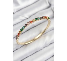 Pirinç Renkli Zirkon Taşlı Kalp Model Gold Renk Kadın Kelepçe - TJ-BB7682