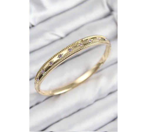 Pirinç Zirkon Taşlı Kutup Yıldızı Model Gold Renk Kadın Kelepçe - TJ-BB7684 Pirinç Zirkon Taşlı Kutup Yıldızı Model Gold Renk Kadın Kelepçe - TJ-BB7684