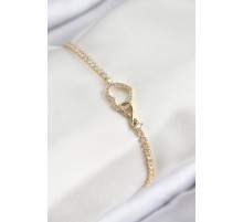 Pirinç Zirkon Taşlı Sonsuzluk Kalp Model Gold Renk Kadın Bileklik - TJ-BB7693