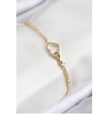 Pirinç Zirkon Taşlı Sonsuzluk Kalp Model Gold Renk Kadın Bileklik - TJ-BB7693
