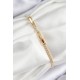 Pirinç Zirkon Taşlı Yıldız Model Gold Renk Kadın Bileklik - TJ-BB7707
