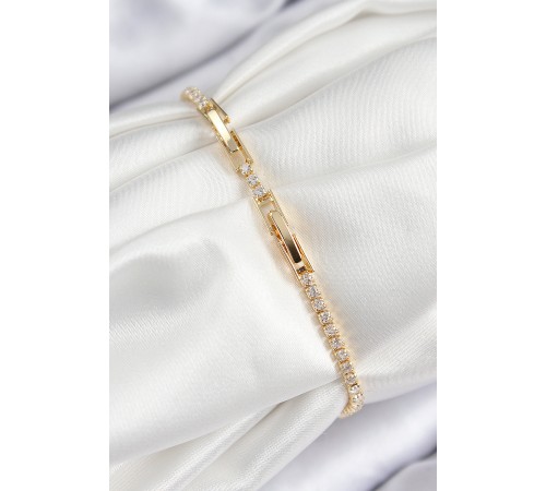 Pirinç Zirkon Taşlı Çiçek Model Gold Renk Kadın Bileklik - TJ-BB7709 Pirinç Zirkon Taşlı Çiçek Model Gold Renk Kadın Bileklik - TJ-BB7709