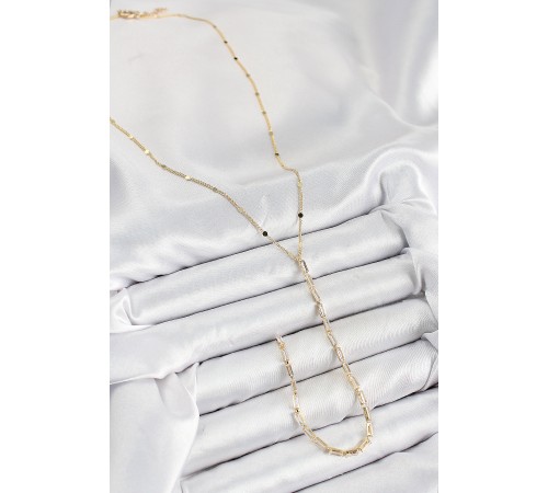 Pirinç Zirkon Taşlı Model Gold Renk Y Kolye - TJ-BKO10450