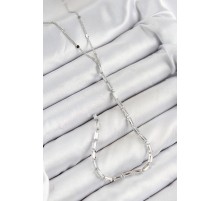 Pirinç Zirkon Taşlı Model Gümüş Renk Y Kolye - TJ-BKO10451