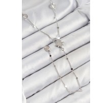 Pirinç Zirkon Taşlı Kutup Yıldızı Model Gümüş Renk Y Kolye - TJ-BKO10453