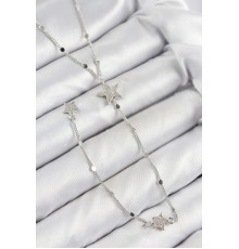 Pirinç Zirkon Taşlı Yıldız Model Gümüş Renk Y Kolye - TJ-BKO10454
