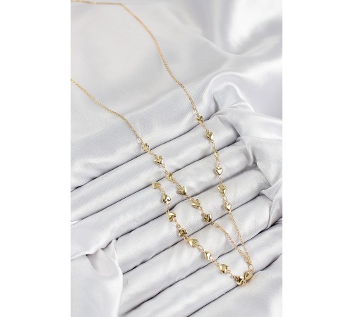 Pirinç Zirkon Taşlı Kalp Model Gold Renk Y Kolye - TJ-BKO10457