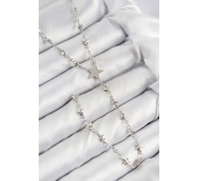 Pirinç Zirkon Taşlı Yıldız Model Gümüş Renk Y Kolye - TJ-BKO10458