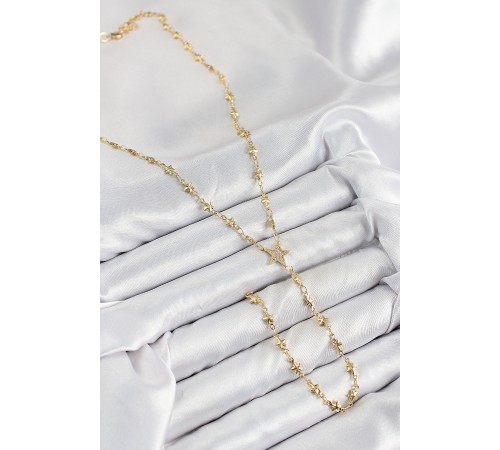 Pirinç Zirkon Taşlı Yıldız Model Gold Renk Y Kolye - TJ-BKO10459