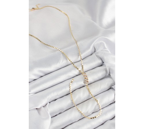 Pirinç Zirkon Taşlı Ezme Zincirli Model Gold Renk Y Kolye - TJ-BKO10465 Pirinç Zirkon Taşlı Ezme Zincirli Model Gold Renk Y Kolye - TJ-BKO10465