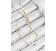 Pirinç Zirkon Taşlı Ezme Zincirli Model Gold Renk Y Kolye - TJ-BKO10465