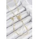 Pirinç Zirkon Taşlı Ezme Zincirli Madalyon Model Gold Renk Y Kolye - TJ-BKO10471