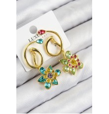 VIP Pirinç Zirkon Taşlı Çiçek Model Gold Renk Kadın Küpe - TJ-BKP11117
