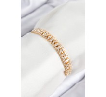 Pirinç Zirkon Taşlı Tennıs Model Gold Renk Asansörlü Kadın Bileklik - TJ-BB7717