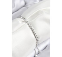 Pirinç Zirkon Taşlı Sıralı Model Gümüş Renk Asansörlü Kadın Bileklik - TJ-BB7726