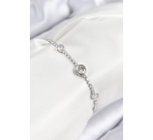 Pirinç Zirkon Taşlı Daire Model Gümüş Renk Asansörlü Kadın Bileklik - TJ-BB7732