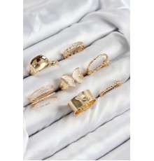 Pirinç Kelebek Model Gold Renk Kadın Yüzük Kombin Set - TJ-BYK3815