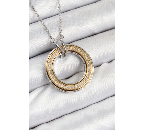 316L Çelik Zirkon Taşlı Dönen Daire Model Gold Ve Gümüş Renk Kadın Kolye - TJ-BKO10479 316L Çelik Zirkon Taşlı Dönen Daire Model Gold Ve Gümüş Renk Kadın Kolye - TJ-BKO10479