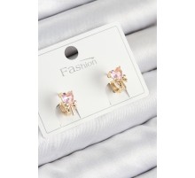 Pirinç Zirkon Taşlı Fiyonklu Kalp Model Gold Renk Çocuk Küpe - TJ-BKP11195