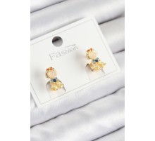 Pirinç Zirkon Taşlı Pamuk Prenses Model Gold Renk Çocuk Küpe - TJ-BKP11196