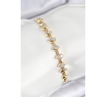 VIP Pirinç Zirkon Taşlı Damla Çit Model Gold Renk Kadın Bileklik - TJ-BB7770