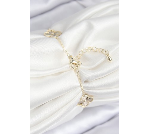 VIP Pirinç Yonca Model Gold Renk Kadın Bileklik - TJ-BB7783