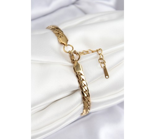 316L Çelik Ezme Zincir Model Gold Renk Kadın Bileklik - TJ-BB7785 316L Çelik Ezme Zincir Model Gold Renk Kadın Bileklik - TJ-BB7785