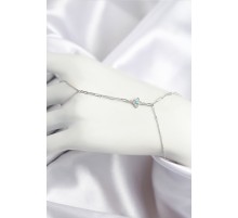 Pirinç Zirkon Taşlı Mavi Boncuklu Yonca Model Gümüş Renk Şahmeran - TJ-SN720