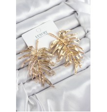 Pirinç Yaprak Model Gold Renk Kadın Küpe - TJ-BKP11212