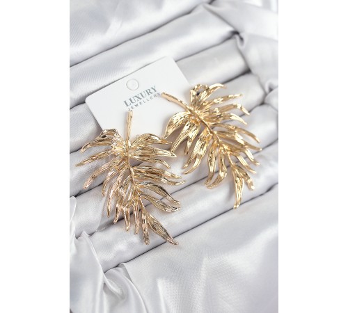 Pirinç Yaprak Model Gold Renk Kadın Küpe - TJ-BKP11212