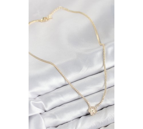 Pirinç Zirkon Taşlı Yonca Model Gold Renk Kadın Kolye - TJ-BKO10490 Pirinç Zirkon Taşlı Yonca Model Gold Renk Kadın Kolye - TJ-BKO10490