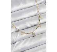 Pirinç Zirkon Taşlı Yıldızlı Ezme Zincir Model Gold Renk Kadın Kolye - TJ-BKO10491