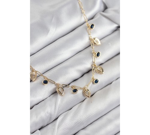 Pirinç Zirkon Taşlı Sallantılı Damla Model Gold Renk Kadın Kolye - TJ-BKO10494 Pirinç Zirkon Taşlı Sallantılı Damla Model Gold Renk Kadın Kolye - TJ-BKO10494